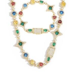 Multicolored Gemstone Necklace Bracelet set 20inch and 8inch